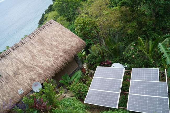 Top view image of the property emphasizing the solar power Ocean View Beach Villa Property for Sale